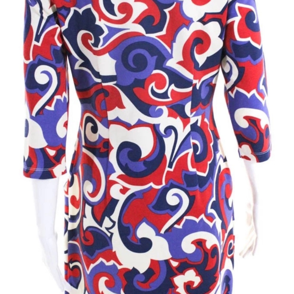 J. McLaughlin Red and purple Swirl Long Sleeve Dress